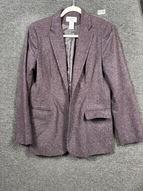 Mary McFadden Collection Blazer Womens 6 Purple Wool Blend Notch Lapel Lined